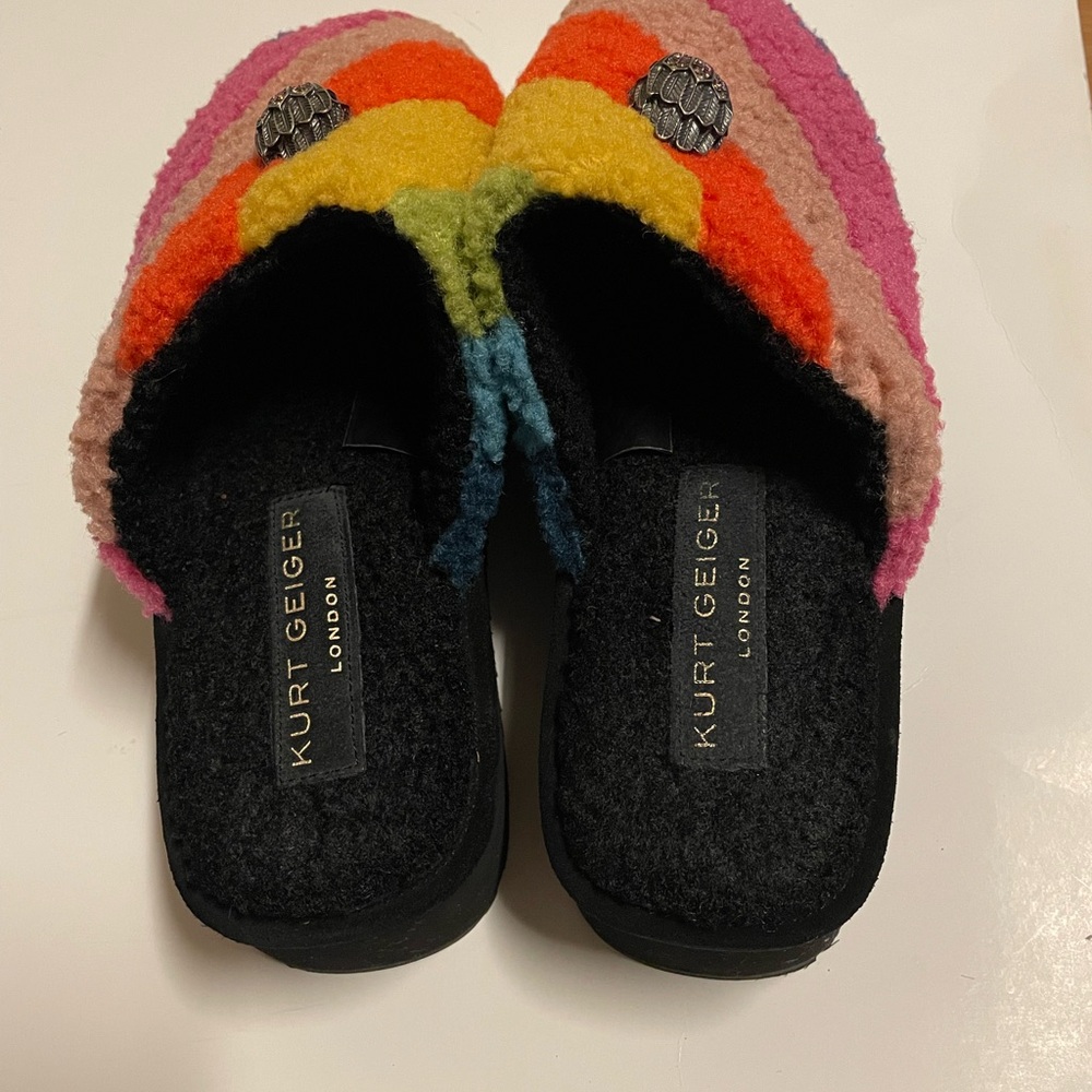 Kurt Geiger Black Fuzzy Slippers - Picture 3 of 9